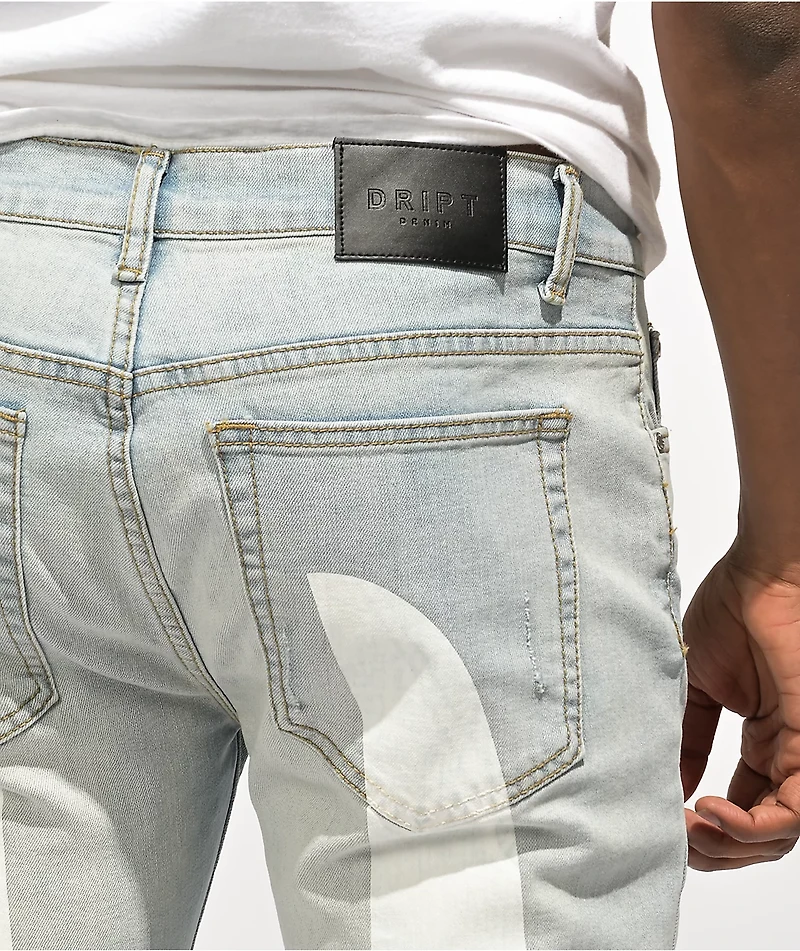 Dript Denim D.211 White Paint Blue Skinny Jeans