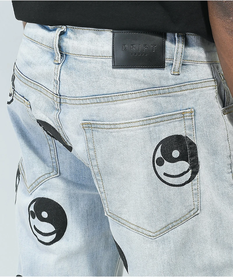 Dript Denim Peace Smile Wide Leg Jeans