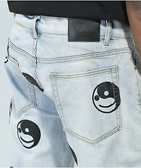 Dript Denim Peace Smile Wide Leg Jeans
