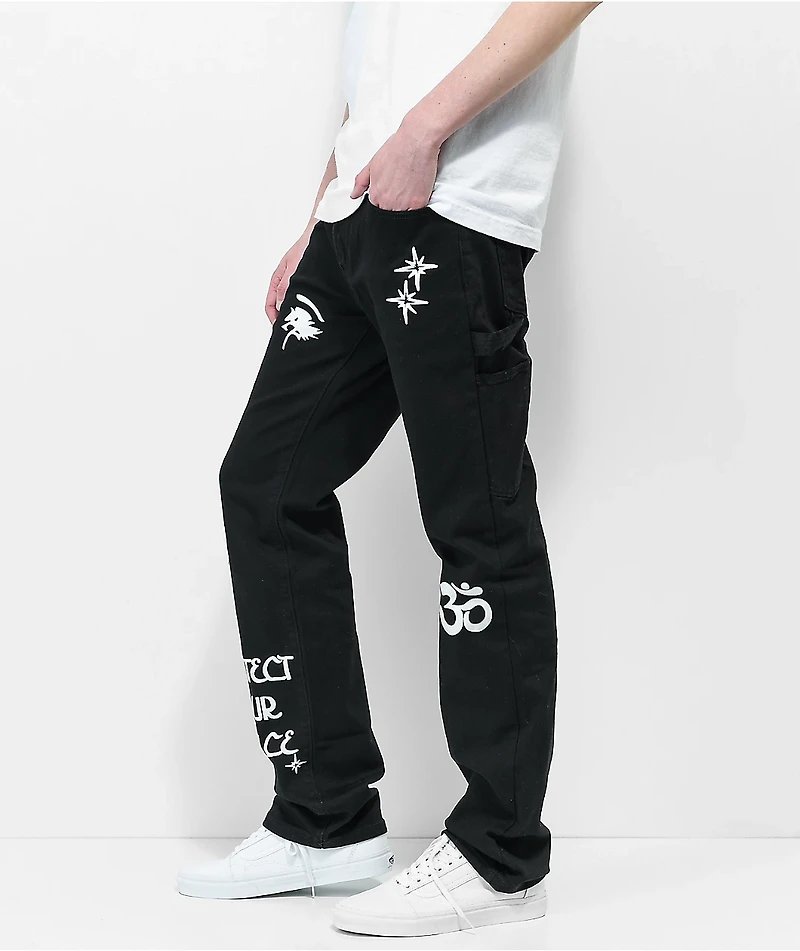 Dript Denim Protect Peace Black Carpenter Jeans