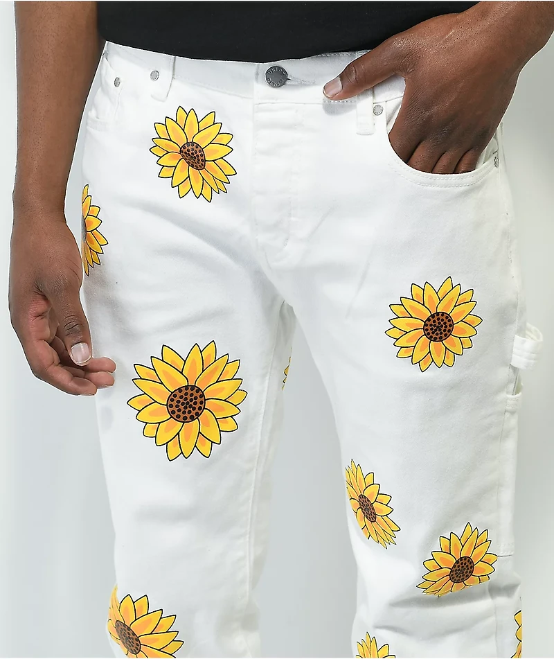 Dript Denim Sunflower White Carpenter Skinny Jeans