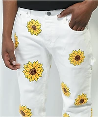 Dript Denim Sunflower White Carpenter Skinny Jeans