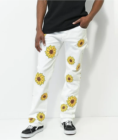 Dript Denim Sunflower White Carpenter Skinny Jeans