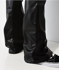 EPTM Jalen Black Vegan Leather Flare Pants