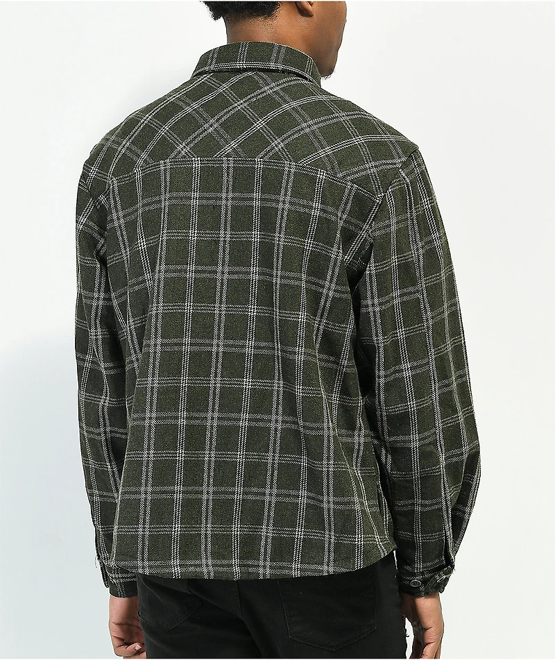 EPTM Slit Dark Olive Flannel Shirt