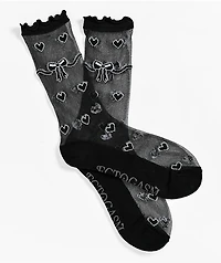 Ectogasm Heart Black Sheer Crew Socks