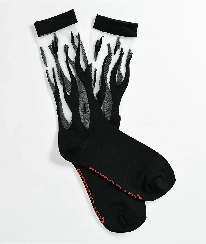 Ectogasm Sheer Flame Black Crew Socks
