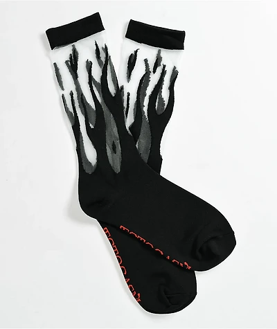 Ectogasm Sheer Flame Black Crew Socks