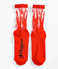 Ectogasm Sheer Flame Red Crew Socks