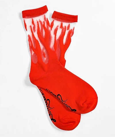 Ectogasm Sheer Flame Red Crew Socks