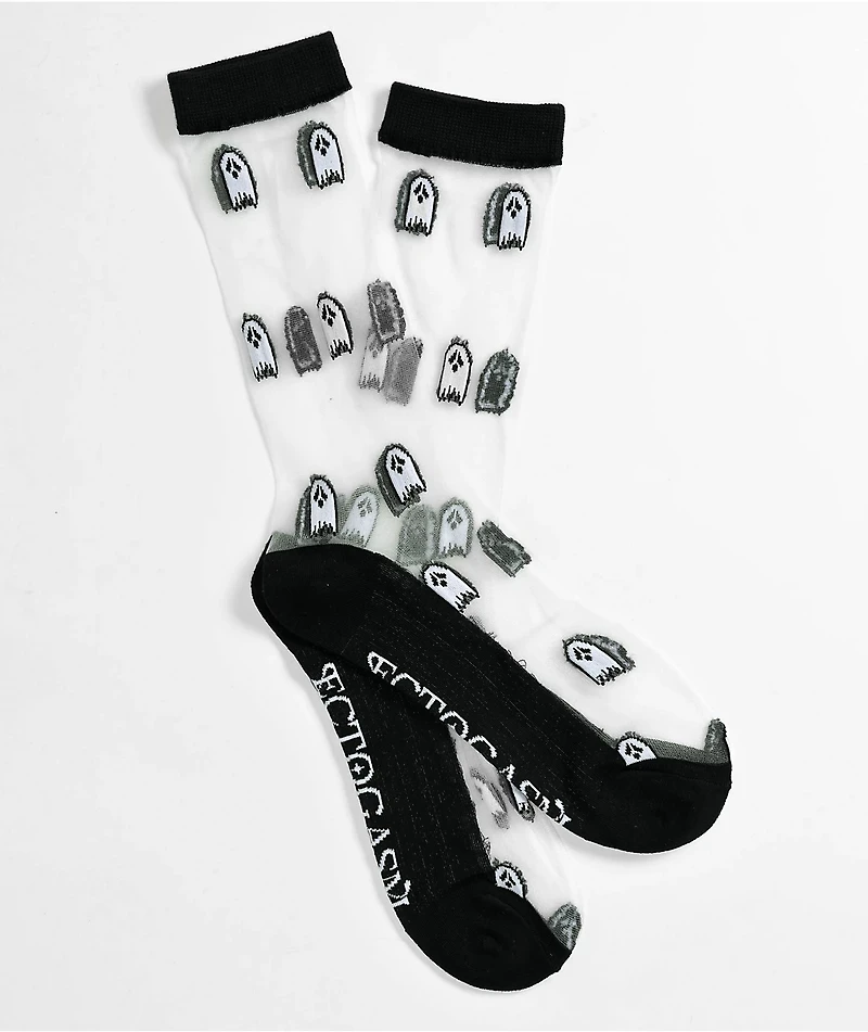 Ectogasm Sheer Ghost Black & White Crew Socks