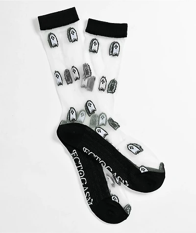 Ectogasm Sheer Ghost Black & White Crew Socks