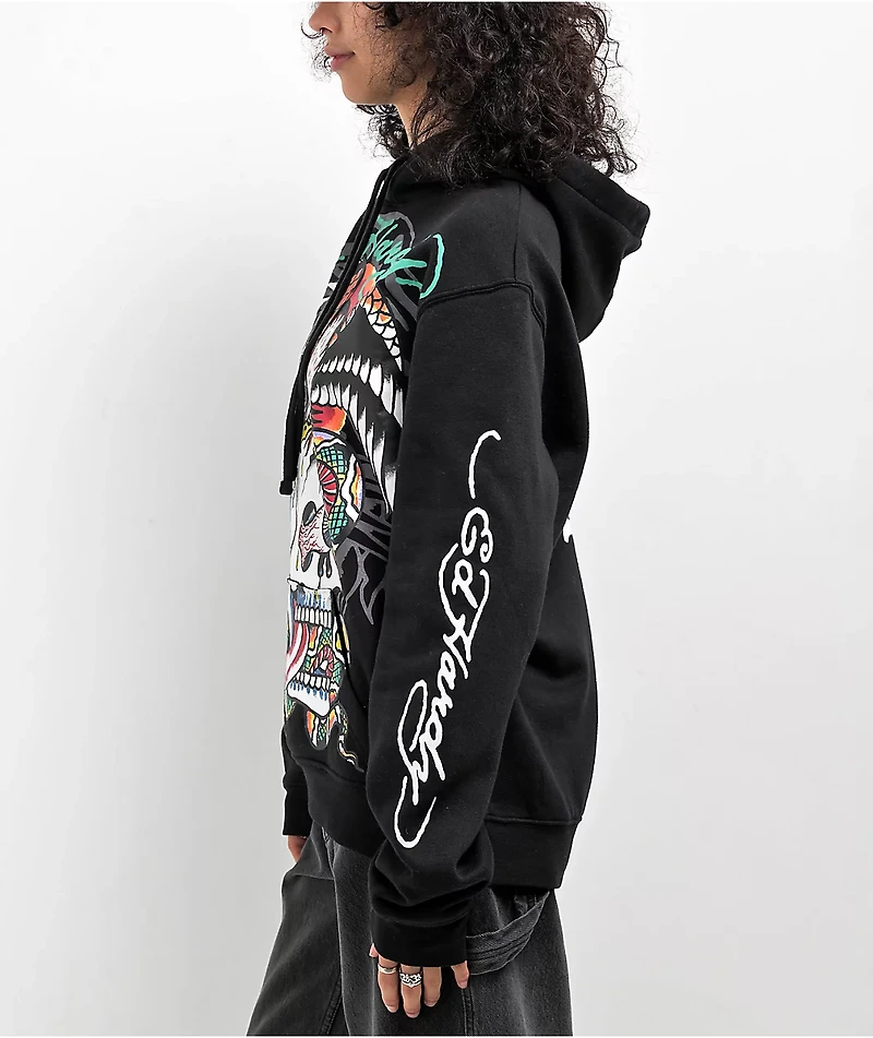 Ed Hardy Battle Skull Black Hoodie