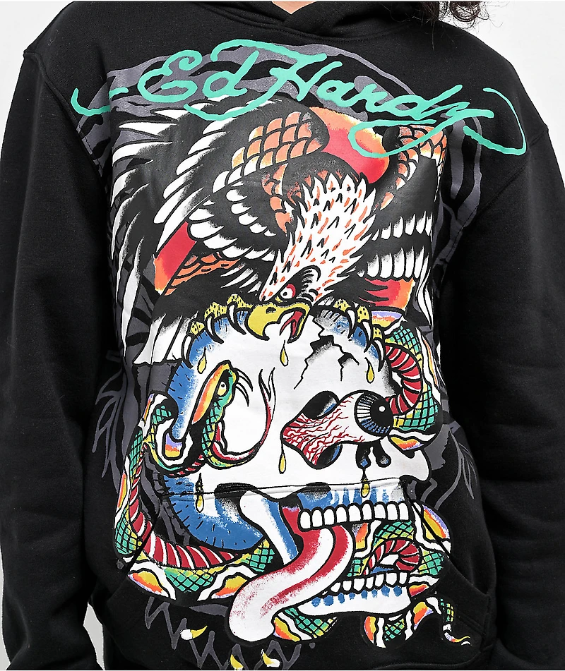 Ed Hardy Battle Skull Black Hoodie