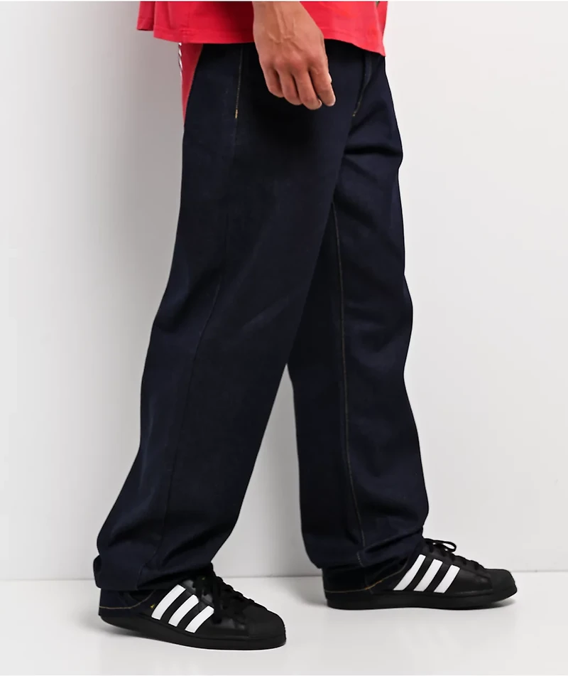 Ed Hardy Battle Skull Blue Baggy Raw Denim Jeans