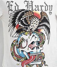 Ed Hardy Battle Skull White T-Shirt