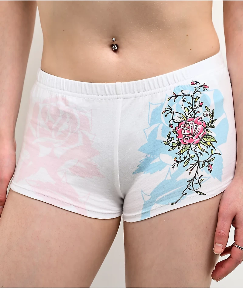 Ed Hardy Blue Leopard  White Micro Shorts
