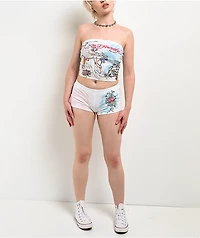 Ed Hardy Blue Leopard  White Micro Shorts