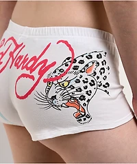 Ed Hardy Blue Leopard  White Micro Shorts