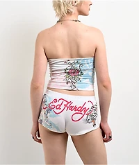 Ed Hardy Blue Leopard White Tube Top