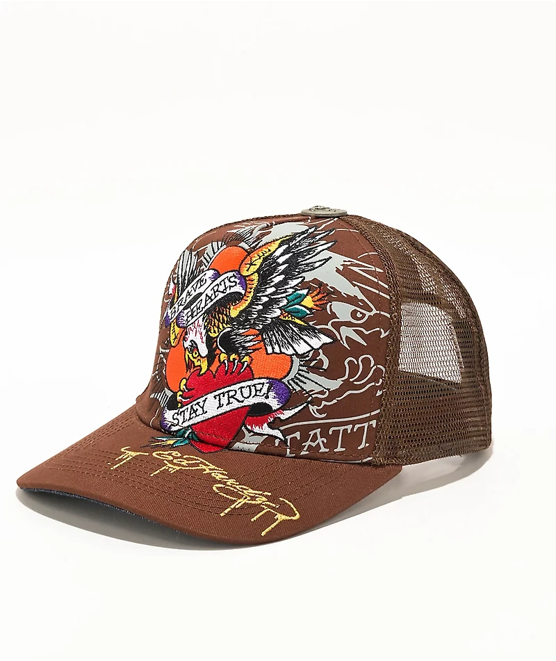 Ed Hardy Brave Eagle Brown Trucker Hat