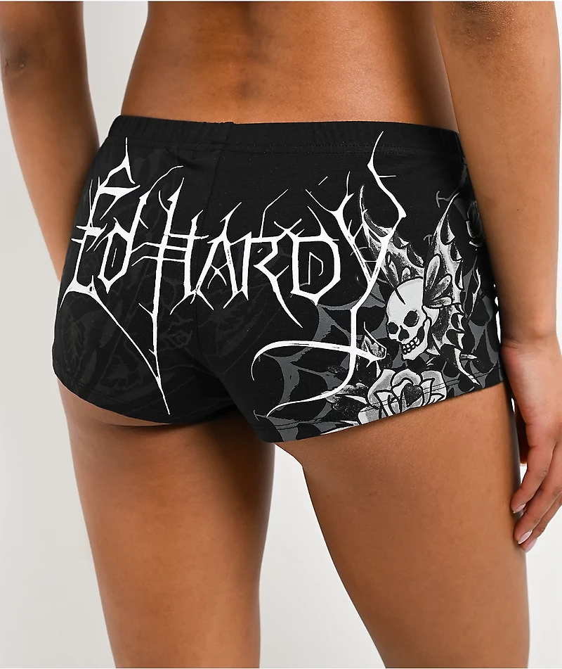 Ed Hardy Butterfly Skull Black Micro Shorts