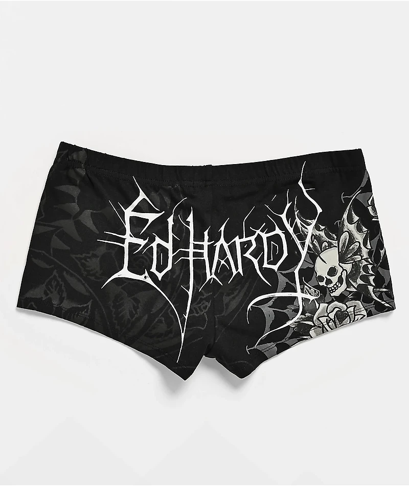 Ed Hardy Butterfly Skull Black Micro Shorts