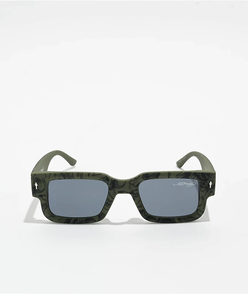 Ed Hardy Camouflage Green Square Sunglasses