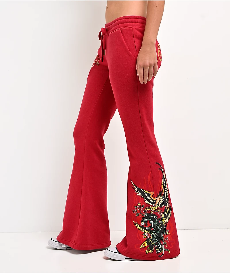 Ed Hardy Classic Y2K Red Sweatpants