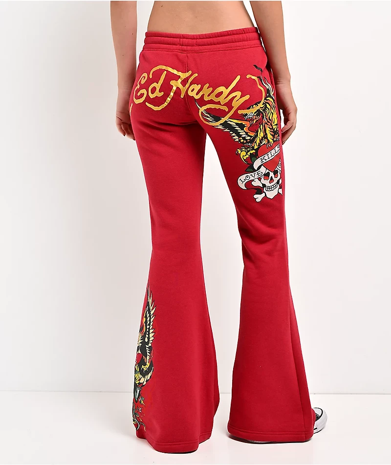 Ed Hardy Classic Y2K Red Sweatpants