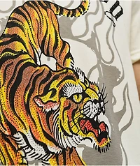 Ed Hardy Crawling Tiger Rhinestone Ivory T-Shirt