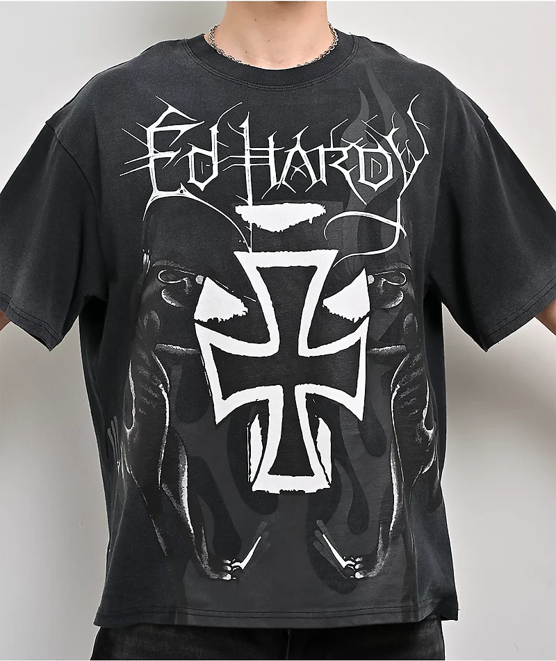 Ed Hardy Cross Black Wash T-Shirt