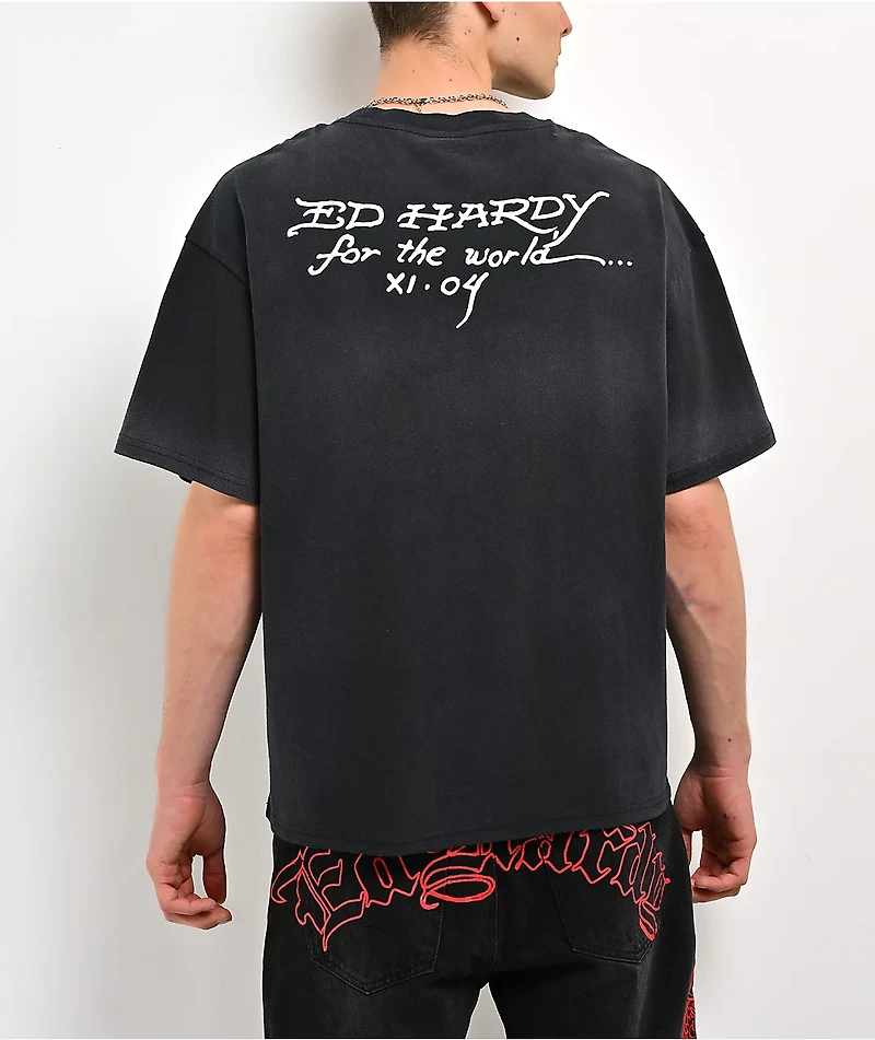 Ed Hardy Cross Black Wash T-Shirt