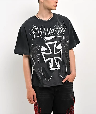 Ed Hardy Cross Black Wash T-Shirt
