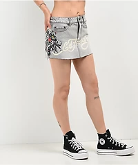 Ed Hardy Cross Denim Cutoff Mini Skirt
