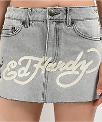 Ed Hardy Cross Denim Cutoff Mini Skirt