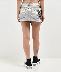 Ed Hardy Cross Denim Cutoff Mini Skirt