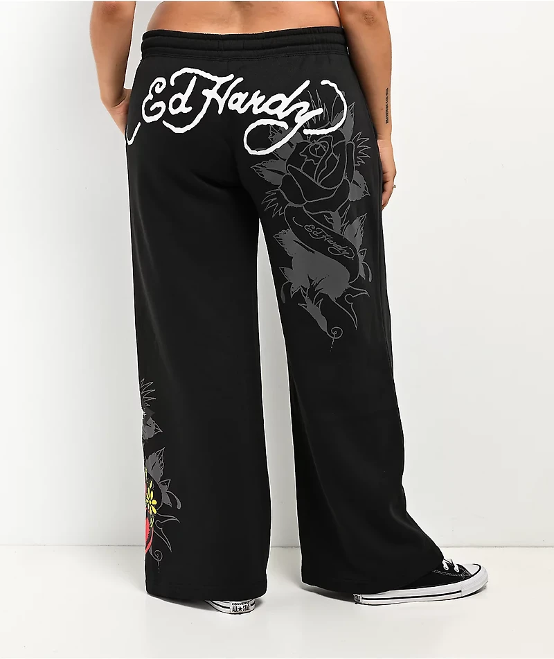 Ed Hardy Cross Heart Black Sweatpants
