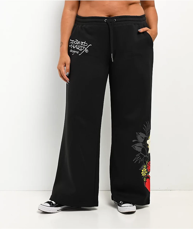 Ed Hardy Cross Heart Black Sweatpants