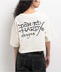 Ed Hardy Cross Heart Ivory Boxy Crop T-Shirt