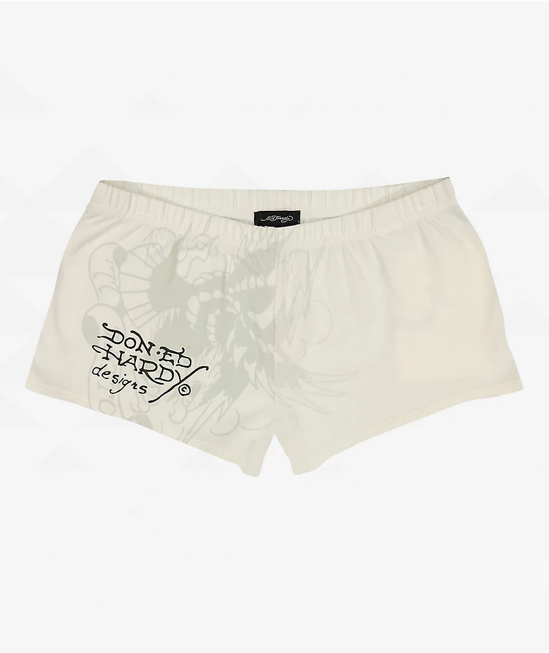 Ed Hardy Cross Heart Ivory Lounge Shorts