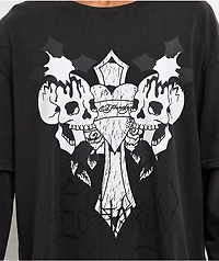 Ed Hardy Cross Skull Black Wash 2fer Long Sleeve T-Shirt