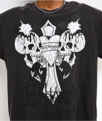 Ed Hardy Cross Skull Black Wash Crop T-Shirt