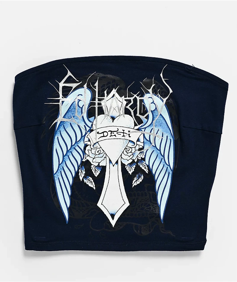 Ed Hardy Cross Wings Blue Tube Top
