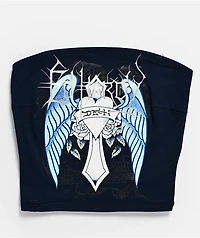 Ed Hardy Cross Wings Blue Tube Top