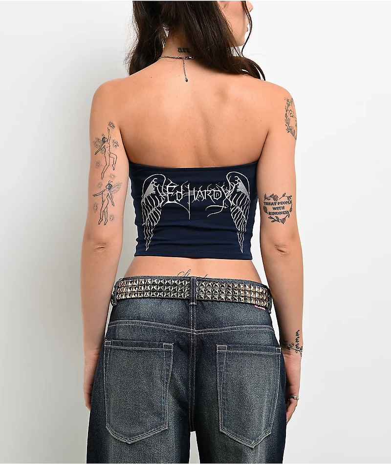 Ed Hardy Cross Wings Blue Tube Top