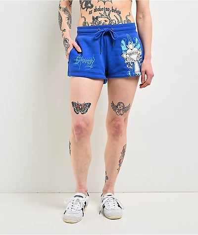Ed Hardy Cross Wings Royal Blue Sweat Shorts