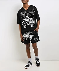 Ed Hardy Crosses Black Crop Football Jersey