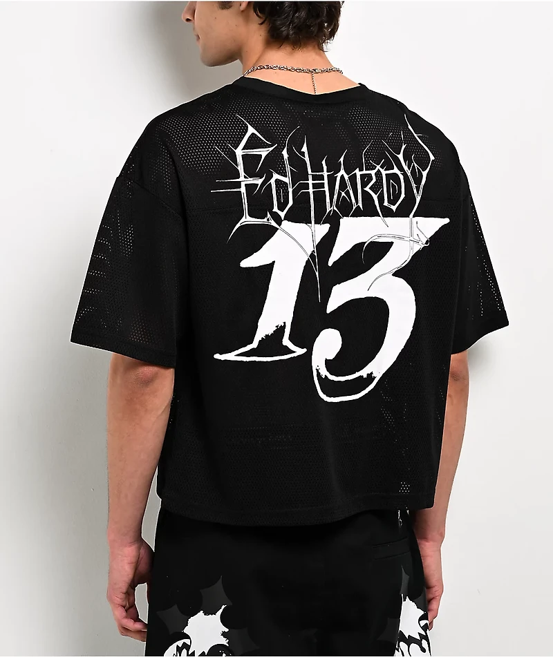 Ed Hardy Crosses Black Crop Football Jersey