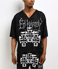 Ed Hardy Crosses Black Crop Football Jersey